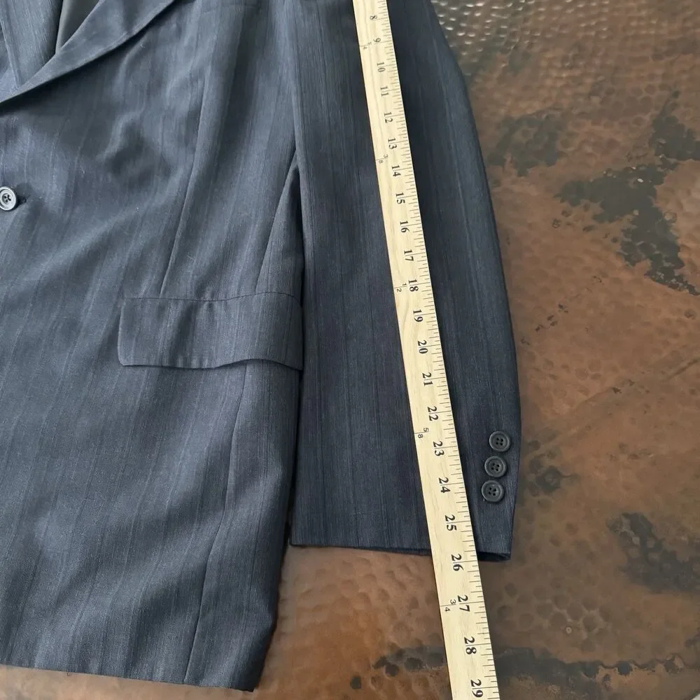 Christian Dior Monsieur Blazer 43L Gray Pinstripe VTG Wool USA Union Sport Coat
